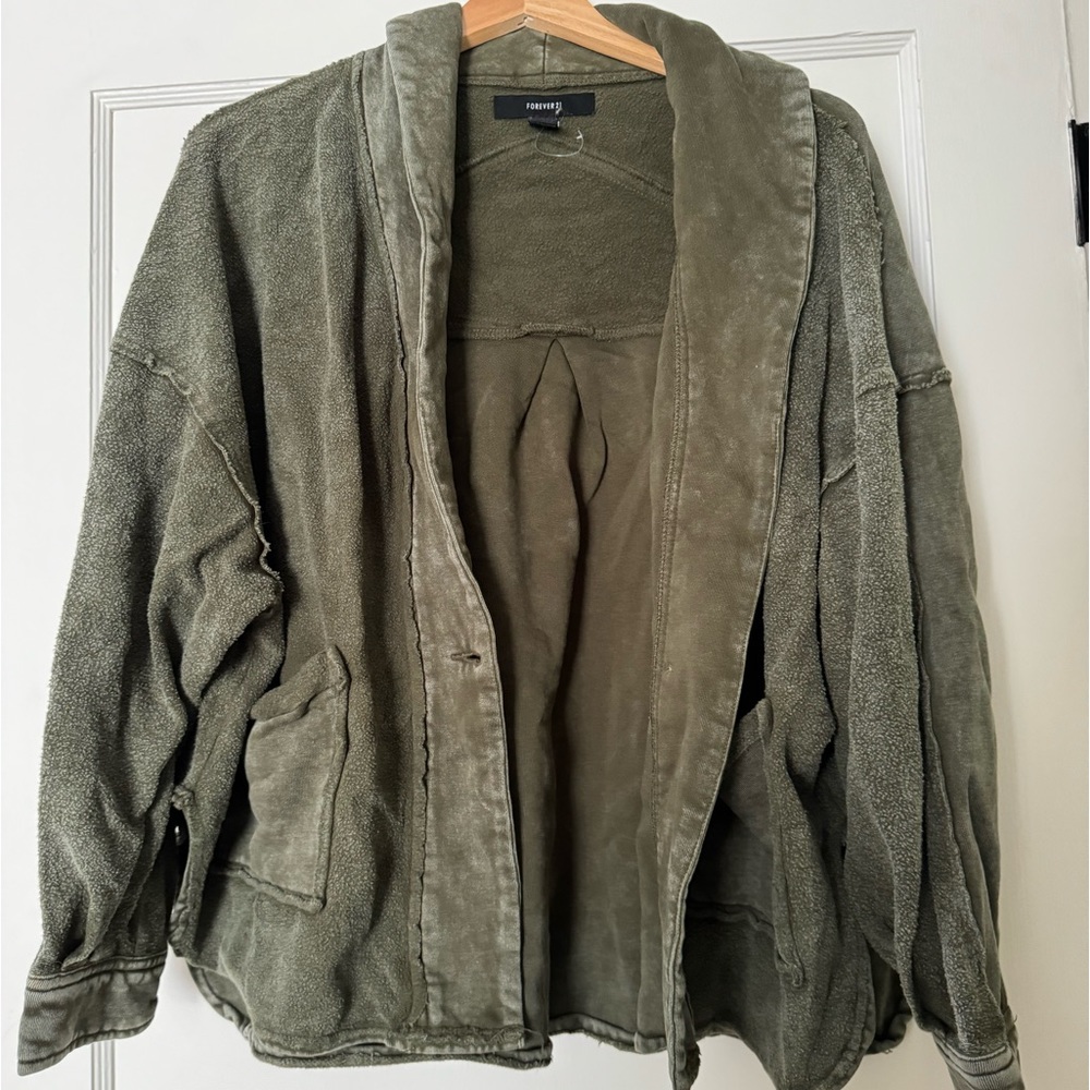 French Terry Reverse High-Low Jacket